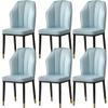 Kitchen Dining Room Furniture Chairs Modern Water Proof PU Leather Dining Chairs Set of 6 Side Chair with Metal Legs for Living Room Bedroom Kitchen Reception Chair (Color : Light Blue) view 1