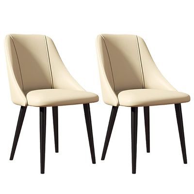 Kitchen Dining Room Furniture Chairs Kitchen Dining Chairs Set of 2 Living Room Side Chairs with Soft Pu Leather Cover Cushion Seat and Carbon Steel Legs Lounge Counter Chairs