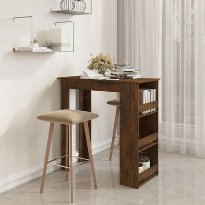 Dining Room Table Modern Kitchen Table Pub Desk Bar Table with Storage Rack Smoked Oak 40.2"x19.7"x40.7" Engineered Wood Suitable for Kitchen, Living Room, Bedroom