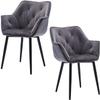 Kitchen Dining Room Furniture Chairs Dining Chair Set of 2 Modern Velvet Living Room Bedroom Kitchen Armchair Metal Legs Lounge Chair Home Chair (Color : Grey, Size : Black feet) view 1