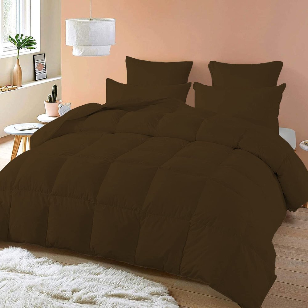 Balsara's Comforter - 100% Egyptian Cotton 800 Thread Count 400GSM Fiber Fill 1Pcs Comforter, Super Kiing Plus Size (120" x 120") Inch, Chocolate Solid