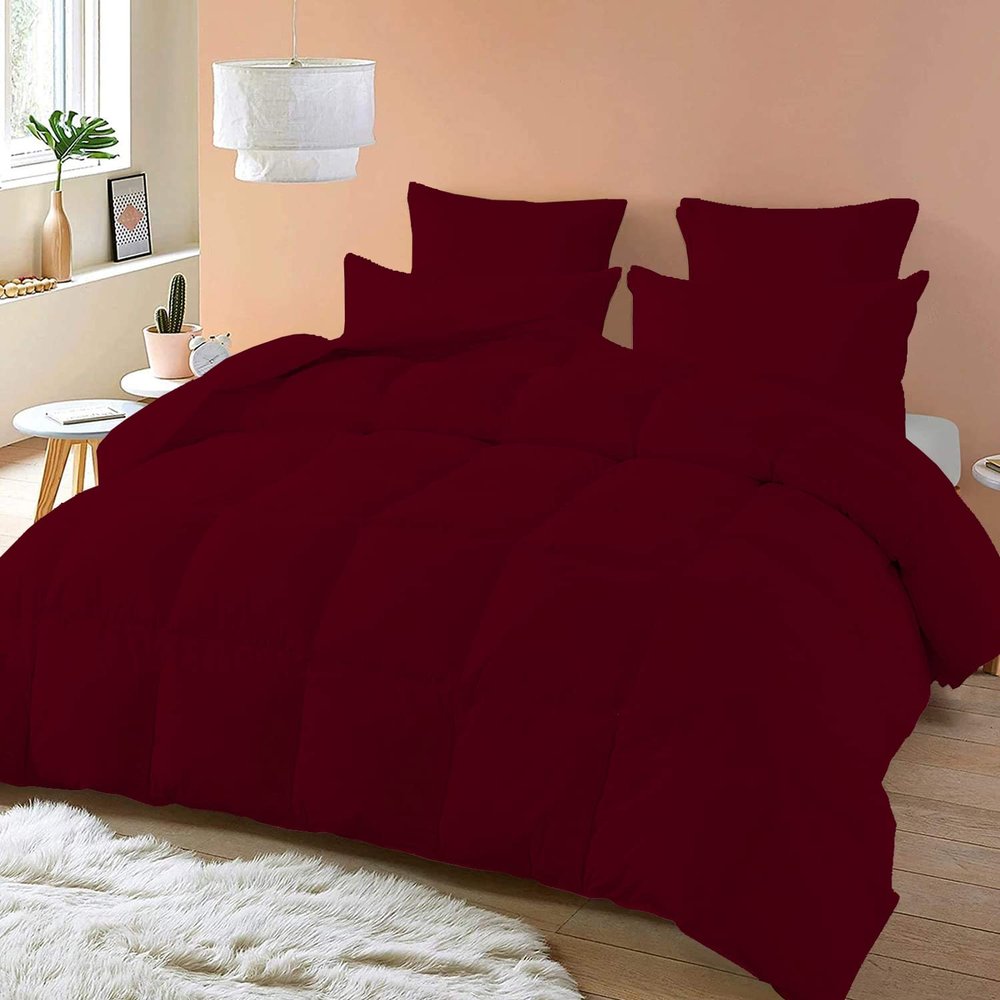 Balsara's Comforter - 100% Egyptian Cotton 800 Thread Count 400GSM Fiber Fill 3Pcs Comforter Set, Super Kiing Plus Size (120" x 120") Inch, Burgundy Solid
