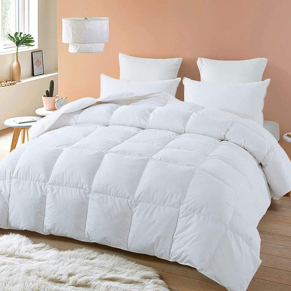 Balsara's Comforter - 100% Egyptian Cotton 800 Thread Count 400GSM Fiber Fill 1Pcs Comforter, Oversized King Plus Size (128" x 120") Inch, White Solid