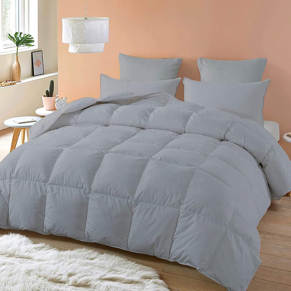 Balsara's Comforter - 100% Egyptian Cotton 800 Thread Count 400GSM Fiber Fill 1Pcs Comforter, Grand King Size (106" x 106") Inch, Silver Solid