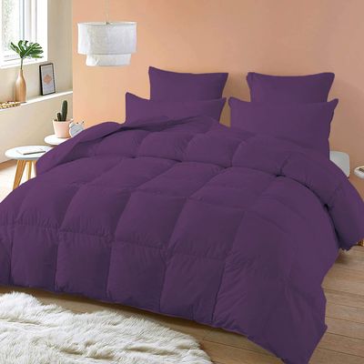 Balsara's Comforter - 100% Egyptian Cotton 800 Thread Count 400GSM Fiber Fill 3Pcs Comforter Set, Super Kiing Plus Size (120" x 120") Inch, Plum Solid