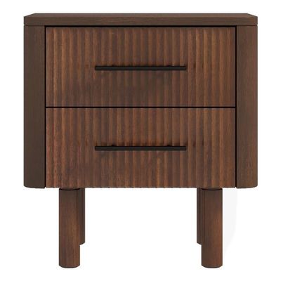 Ashcroft Furniture Co Stan Mid Century Solid Wood Walnut Nightstand Bed Side Tables with 2 Drawers