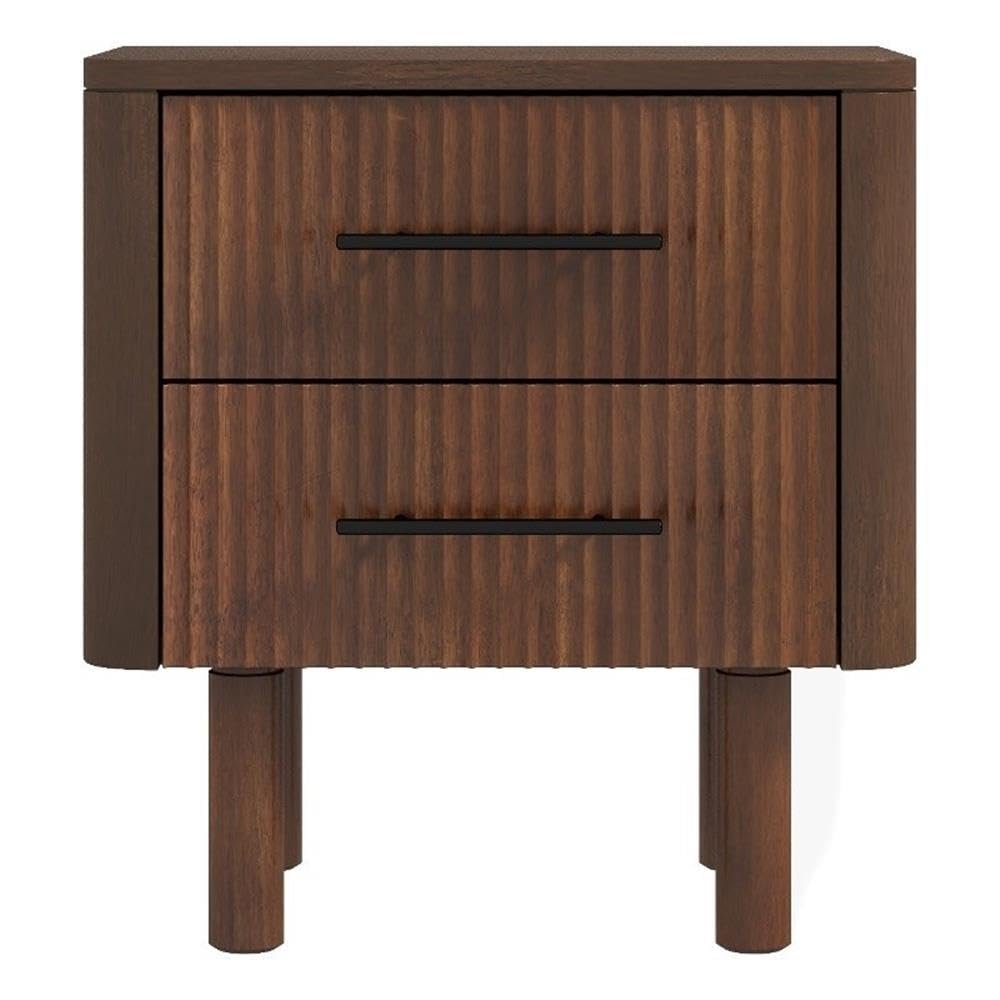 Ashcroft Furniture Co Stan Mid Century Solid Wood Walnut Nightstand Bed Side Tables with 2 Drawers