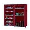 6-Row 2-Line 12 Lattices Non-Woven Fabric Shoe Rack Wine Red view 1