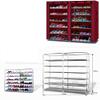 6-Row 2-Line 12 Lattices Non-Woven Fabric Shoe Rack Wine Red view 2