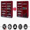 6-Row 2-Line 12 Lattices Non-Woven Fabric Shoe Rack Wine Red view 3
