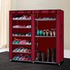 6-Row 2-Line 12 Lattices Non-Woven Fabric Shoe Rack Wine Red view 4