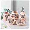 Soap Dispenser for Bathroom Bathroom Toilet Set Ceramic 5-Piece Set Couple Water Cup Set Blue and Pink Bathroom Accessories Set Soap Dispenser Bottles Dispenser (Pink) view 1