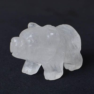 AtkitS 1PC Natural Crystal Bear Figurine Animals Stone Reiki Polished Crafts Small Decoration Home Decor The New Year Present Souvenir (Color : Clear Quartz)