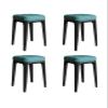 LUXUCURE Set of 4 Stackable Stools,Stacking Stool Plastic Four-Legged Stool, Thick Soft Padded PU Leather Cover, Modern Dining Stool for Home Kitchen or Living Room,Load 330 Lbs (Color : Light Blue) view 1