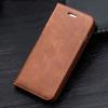 KAVJU Magnetic Adsorption Clamshell Phone Cover, Half Pack Shockproof Protection Case with Card Slots and Cash Slots for Apple iPhone SE 2Nd 4.7 Inch Brown view 3