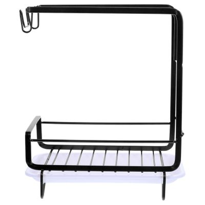 Cabilock 1set Kitchen Sponge Holder Water Tray Multifunctional Sponge Organizer Rack for Kitchen Bathroom Compact Design Easy to Install and Material Black