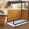 Cabilock 1set Kitchen Sponge Holder Water Tray Multifunctional Sponge Organizer Rack for Kitchen Bathroom Compact Design Easy to Install and Material Black view 4