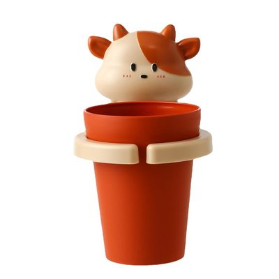 Cartoon Cow Gargle Cup Wall Mounted Kids Toothbrush Holder Cute Bathroom Accessories Children Toothbrush Rinse Cup Organizer
