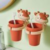 Cartoon Cow Gargle Cup Wall Mounted Kids Toothbrush Holder Cute Bathroom Accessories Children Toothbrush Rinse Cup Organizer view 3