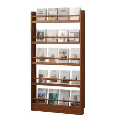 RENLXFI Free Standing Magazine Display Rack, 5 Layer Wood Newspaper Holder for Literature Books Document in Home Office Dining Room, Large Organizer Folder (Size : 155x50cm/61x19.7in)