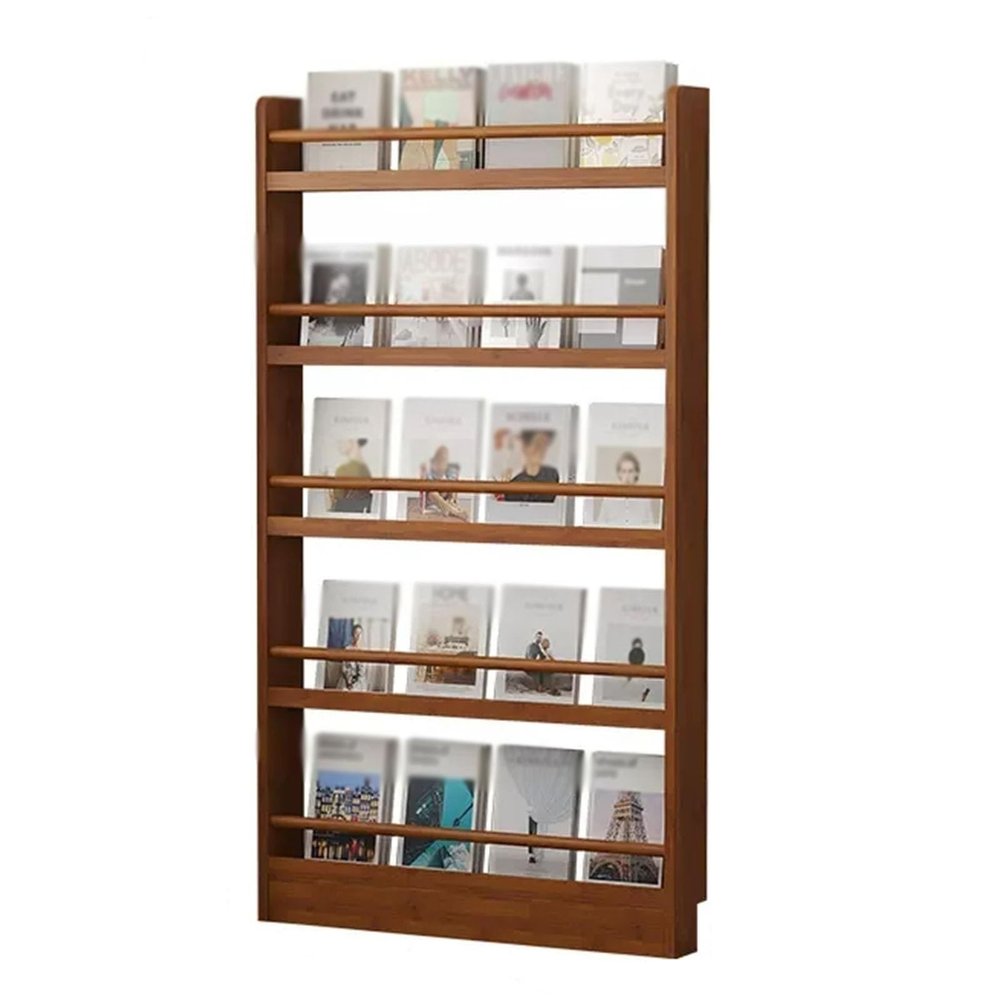 RENLXFI Free Standing Magazine Display Rack, 5 Layer Wood Newspaper Holder for Literature Books Document in Home Office Dining Room, Large Organizer Folder (Size : 155x50cm/61x19.7in)