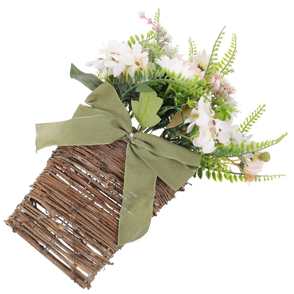 Yardwe Lifelike Artificial Carnation Flowers in Basket Rattan Ideal for Home Office Decor