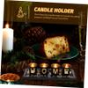 Letter Design Candle Holder Glass Cups with Storage Tray, Black view 2