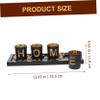 Letter Design Candle Holder Glass Cups with Storage Tray, Black view 3