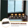 Letter Design Candle Holder Glass Cups with Storage Tray, Black view 4