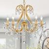 WUZUPS Crystal 5-Light Candle Chandelier Pendant Flushmount Ceiling Light Modern Lighting Fixture for Bedroom Hallway Bar Kitchen Bathroom, H 20.9" x W 21.7", Gold, E12 Base view 1