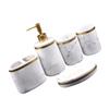 Cabilock Non-Slip Resin Marble Bathroom Set Brushing Cups Liquid Pump Bottles for Home view 1