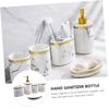 Cabilock Non-Slip Resin Marble Bathroom Set Brushing Cups Liquid Pump Bottles for Home view 2
