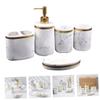 Cabilock Non-Slip Resin Marble Bathroom Set Brushing Cups Liquid Pump Bottles for Home view 3