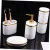 Cabilock Non-Slip Resin Marble Bathroom Set Brushing Cups Liquid Pump Bottles for Home view 4