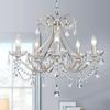 WUZUPS Crystal 5-Light Candle Chandelier Pendant Flushmount Ceiling Light Modern Lighting Fixture for Bedroom Hallway Bar Kitchen Bathroom, H 20.9" x W 21.7", Brushed Nickel, E12 Base view 1
