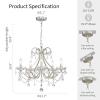 WUZUPS Crystal 5-Light Candle Chandelier Pendant Flushmount Ceiling Light Modern Lighting Fixture for Bedroom Hallway Bar Kitchen Bathroom, H 20.9" x W 21.7", Brushed Nickel, E12 Base view 2