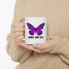 Personalized Purple Butterfly Angel Wings Memorial Coffee Mug - Sympathy Gifts for Animal Lovers White Cup 11 oz view 3