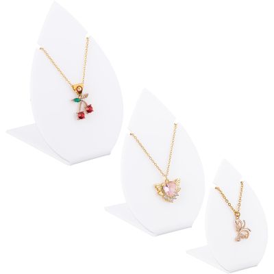 CRASPIRE 3 Sizes Acrylic Necklace Display Stands White Leaf Shaped Jewelry Trade Show Store Exhibit Gallery Photo Taking Props Fine Presentation Hanging Supplies Home Decor Vanity Fashion
