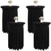 JALANCY 4 Packs 32 x 43 Inch Spandex Round Cocktail Table Skirts with Wavy Drapes Stretch Cocktail Tablecloth Fitted High Top Tables for Wedding Bar Party Banquet (Black) view 1