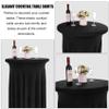 JALANCY 4 Packs 32 x 43 Inch Spandex Round Cocktail Table Skirts with Wavy Drapes Stretch Cocktail Tablecloth Fitted High Top Tables for Wedding Bar Party Banquet (Black) view 3