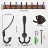 IBosins Wall Mounted Coat Rack, 31-2/5'' Long, Entryway Hanging Rack, Metal Wood Coat Hooks Rack with 8 Black Rustic Tri-Hooks Rail for Coat, Bag, Towel, Key, Hat, Umbrella view 2
