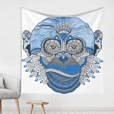 Customize Tapestry, 59in x 59in Wall Hanging Bedding Tapestry, Psychedelic Wall Carpet Mystic Aesthetic Wall Tapestry for Living Room Bedroom (Monkey 1)