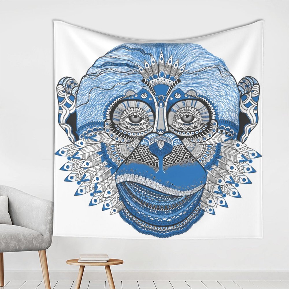 Customize Tapestry, 59in x 59in Wall Hanging Bedding Tapestry, Psychedelic Wall Carpet Mystic Aesthetic Wall Tapestry for Living Room Bedroom (Monkey 1)