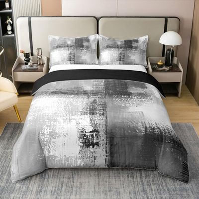 Erosebridal 100% Cotton Gray Gradient Tie Dye Duvet Cover King for Teen Boys Girls,Grey Grunge Ombre Bedding Set,Watercolor Abstract Comforter Cover,Graffiti Bed Sets with 2 Pillowcases