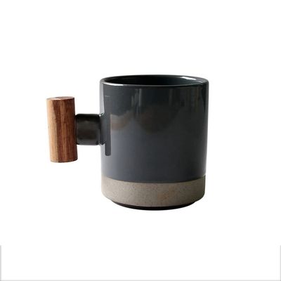 Coffee Cup Household Mug Wooden Handle Ceramic Water Cup Mug Coffee Cup Creative Personality Breakfast Milk Cup Oatmeal Cup Tea Cup (Size : 350ml, Color : MULTI)