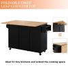 HLR Kitchen Island On Wheels, Black Rolling Kitchen Island Cart with Drop Leaf Countertop, Barn Door Kitchen Islands Table with Storage Cabinet and Tower Rack, Island Table for Kitchen view 4