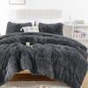 Smoofy Fluffy King Size Comforter Set, Faux Fur Comforter Set, Luxury Fuzzy King Bedding Set, Soft Shaggy Bed Set for All Season, 3 Pieces - 1 Comforter & 2 Pillowcases, Dark Grey view 1
