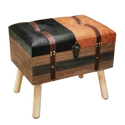 SBOJI Storage Bench Entryway Ottoman Bench with Wood Legs, Retro Bedroom Small Footstool for Living Room(A)