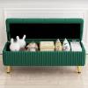 TBTBGXQ Velvet Upholstered Storage Ottoman, Rectangular Ottoman with Tufted Top & Button Accents, Red, 100x40x45cm (39x16x18inch) view 2