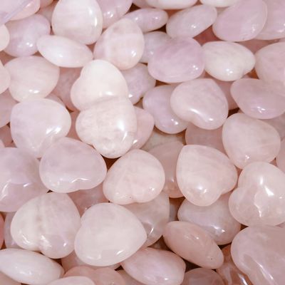XMHOME 12 Packs 1.18 Inches Rose Quartz Heart Shaped Crystals Healing Palm Worry Pocket Stones for Reiki Jewelry Making Home Decor